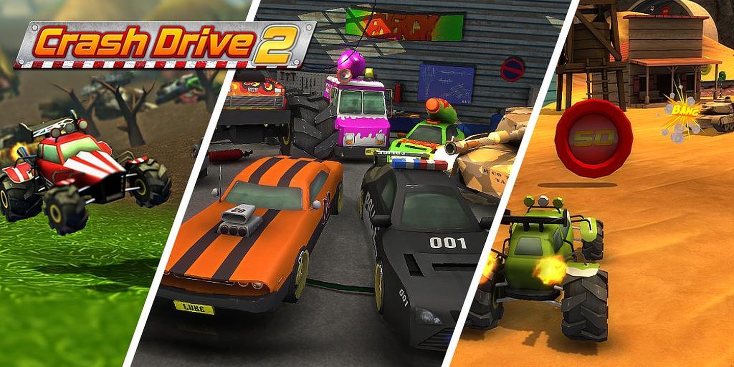 Crash Drive 2 3D racing cars MOD Apk Cover