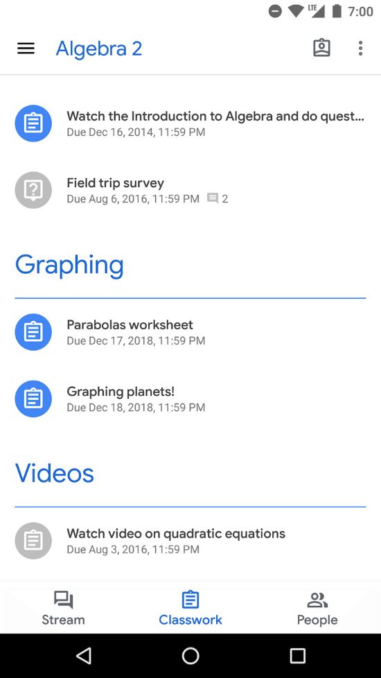 Google Classroom for Android