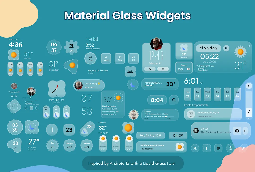 Material Glass Widgets Screenshot 2